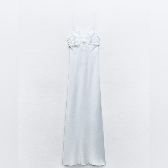 Zara dress white midi ruffled satin lingerie inspired bodycon fitted wedding - Picture 15 of 16